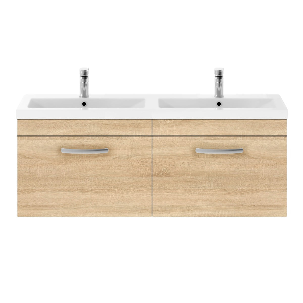 Fairford Carnation 1200mm Natural Oak Wall Hung 2 Drawer Double Vanity Unit