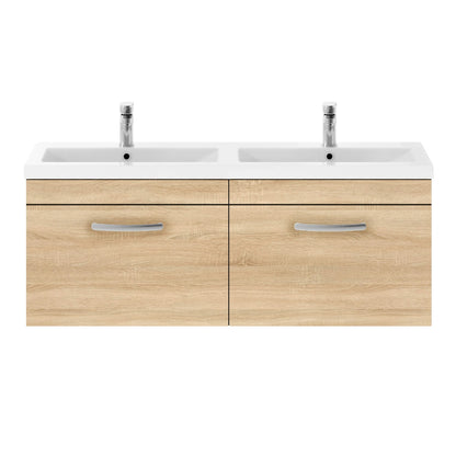 Fairford Carnation 1200mm Natural Oak Wall Hung 2 Drawer Double Vanity Unit