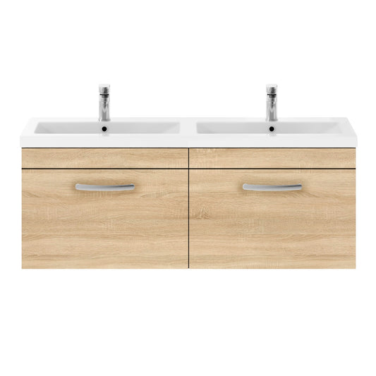 Fairford Carnation 1200mm Natural Oak Wall Hung 2 Drawer Double Vanity Unit