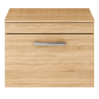 Fairford Carnation 600mm Natural Oak Wall Hung 1 Drawer Vanity Unit, with Worktop