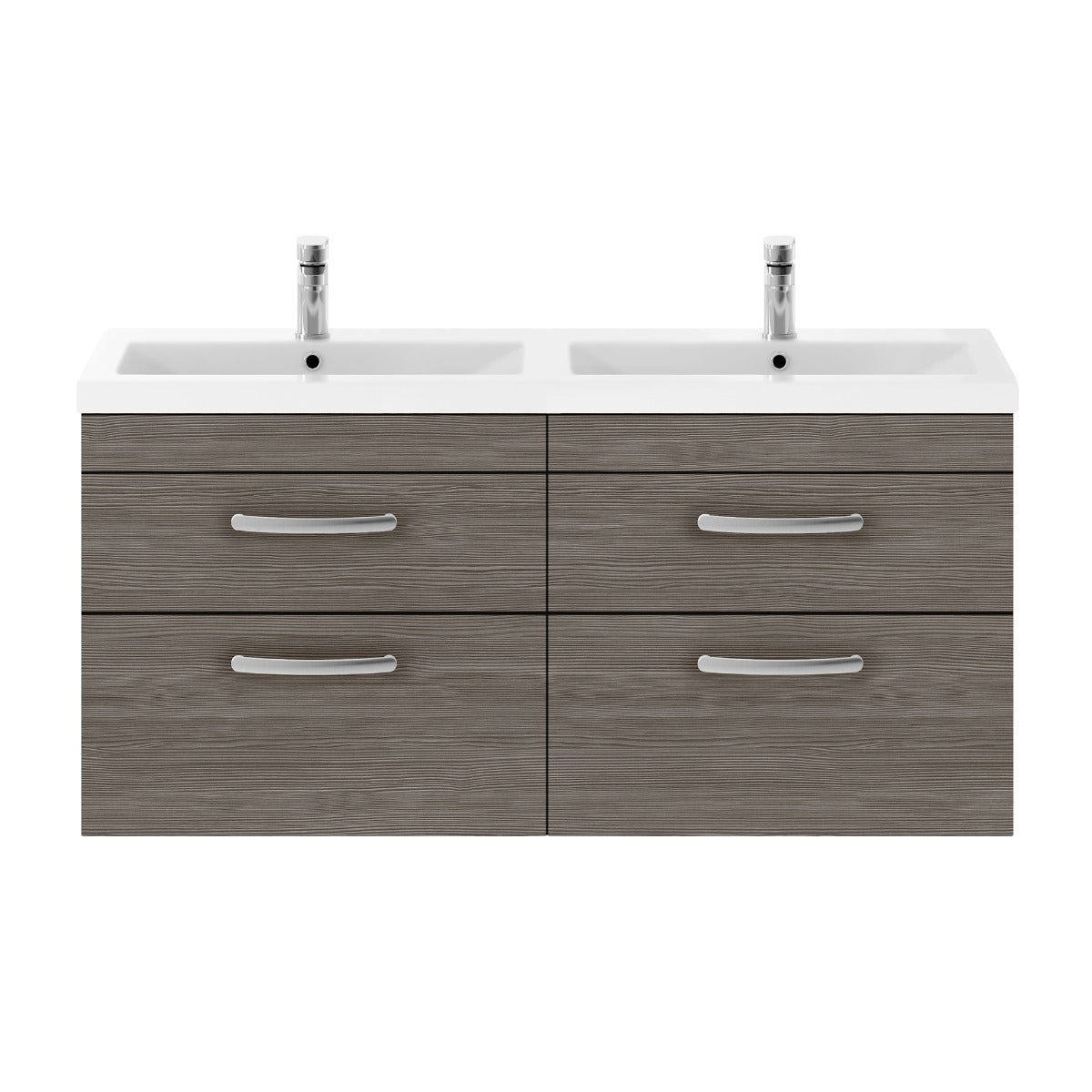 Fairford Carnation 1200mm Grey Avola Wall Hung 4 Drawer Double Vanity Unit