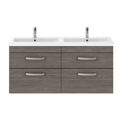Fairford Carnation 1200mm Grey Avola Wall Hung 4 Drawer Double Vanity Unit