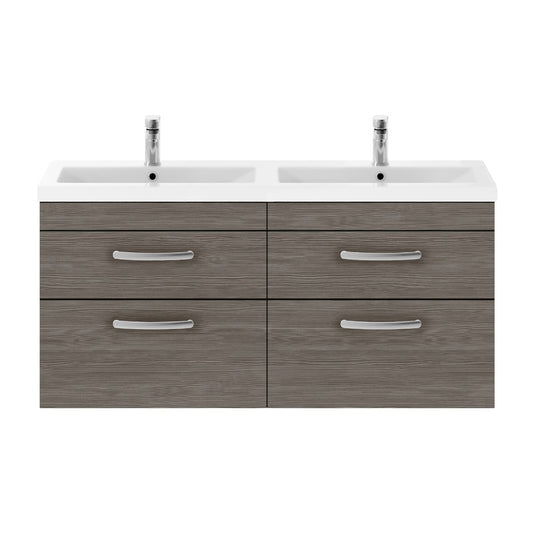 Fairford Carnation 1200mm Grey Avola Wall Hung 4 Drawer Double Vanity Unit