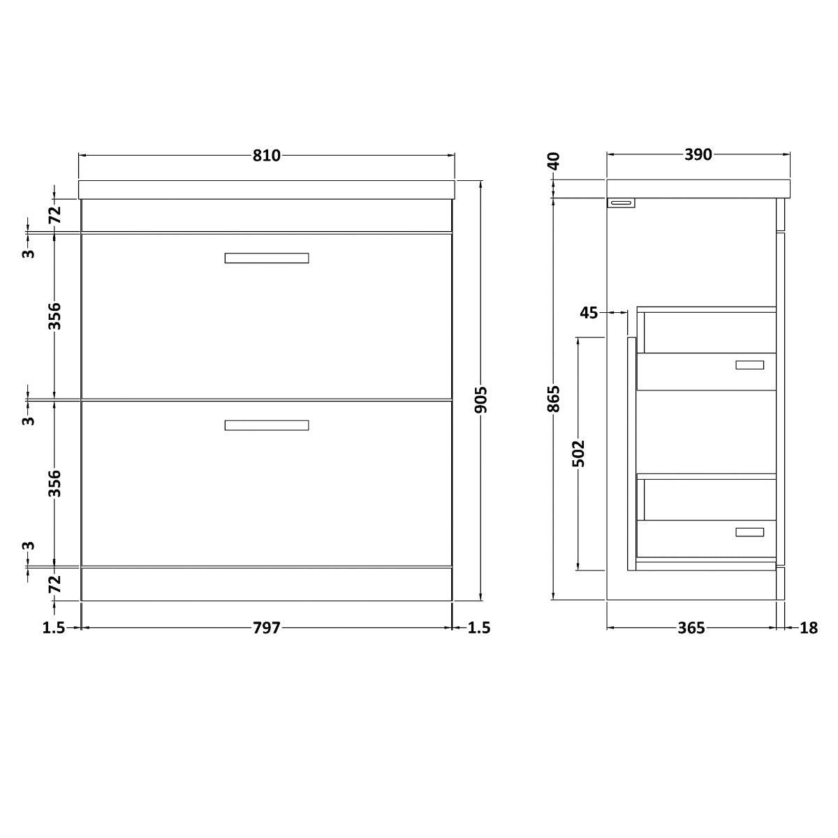 Fairford Carnation 800mm Natural Oak Floor Standing 2 Drawer Vanity Unit, with Basin