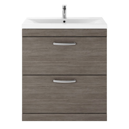 Fairford Carnation 800mm Grey Avola Floor Standing 2 Drawer Vanity Unit, with Basin