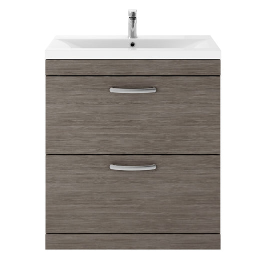 Fairford Carnation 800mm Grey Avola Floor Standing 2 Drawer Vanity Unit, with Basin