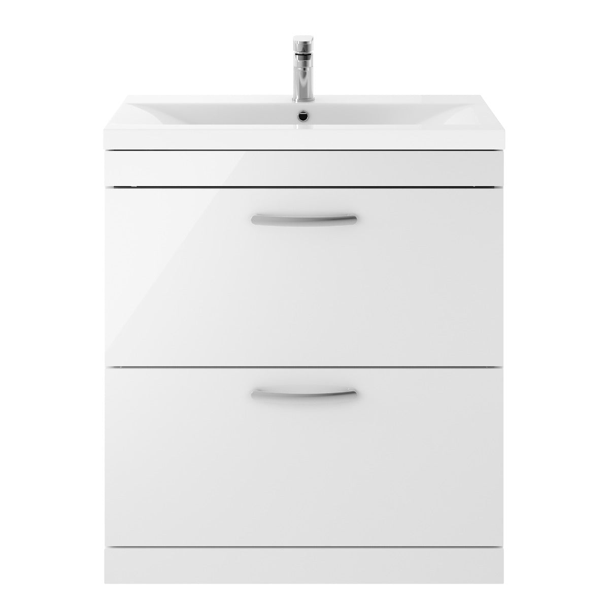 Fairford Carnation 800mm Gloss White Floor Standing 2 Drawer Vanity Unit, with Basin