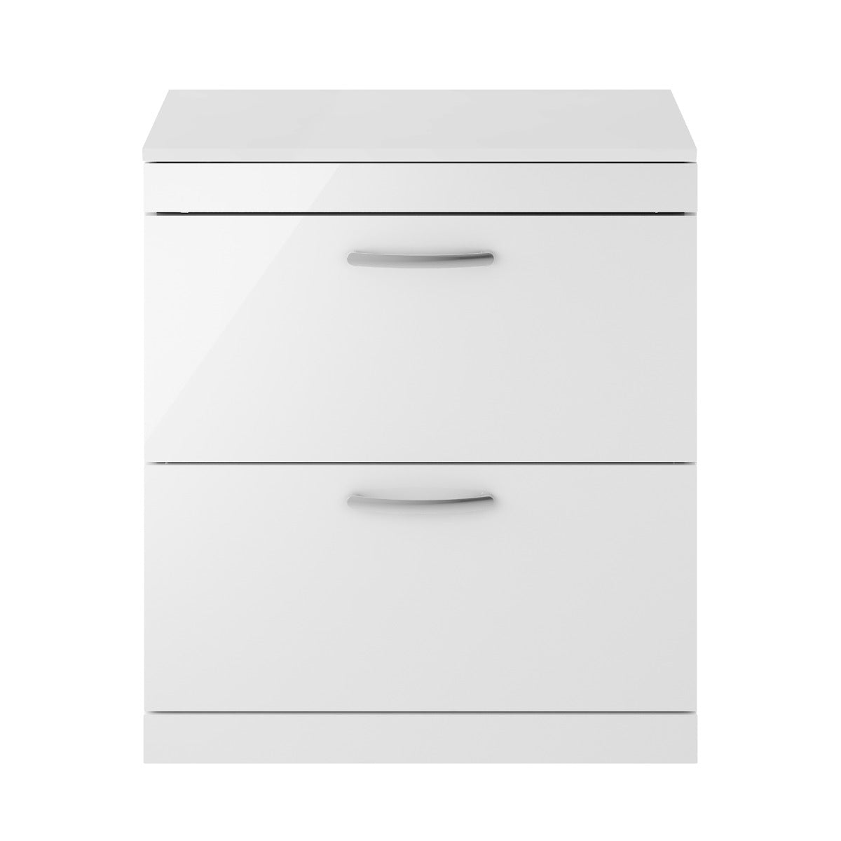 Fairford Carnation 800mm Gloss White Floor Standing 2 Drawer Vanity Unit, with Worktop