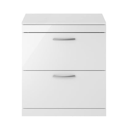 Fairford Carnation 800mm Gloss White Floor Standing 2 Drawer Vanity Unit, with Worktop