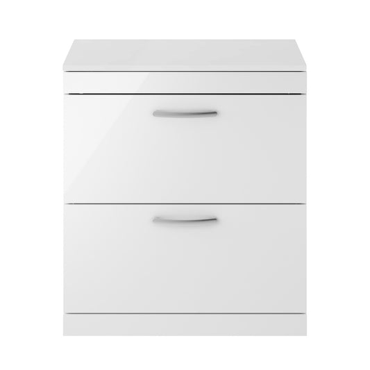 Fairford Carnation 800mm Gloss White Floor Standing 2 Drawer Vanity Unit, with Worktop