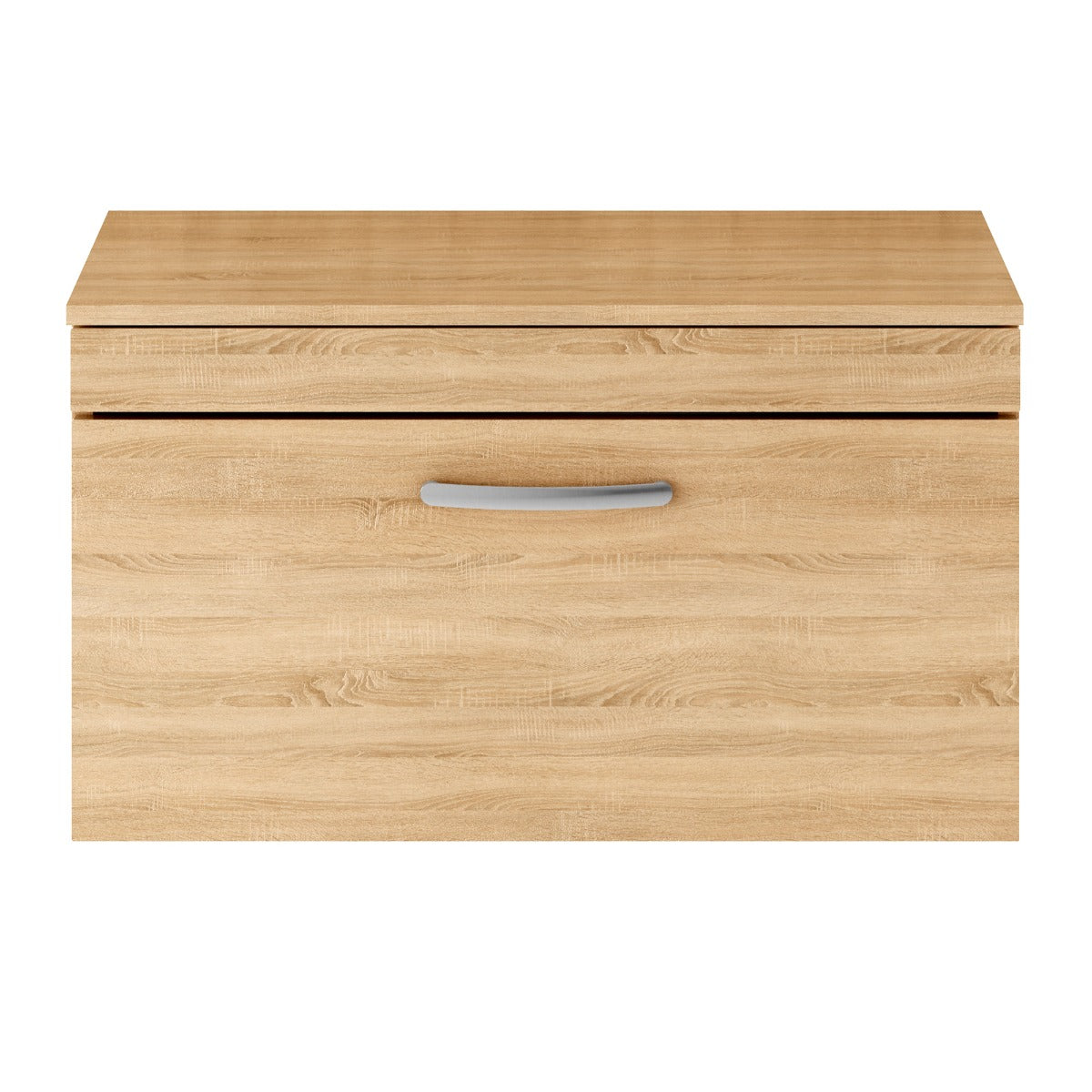 Fairford Carnation 800mm Natural Oak Wall Hung 1 Drawer Vanity Unit, with Worktop