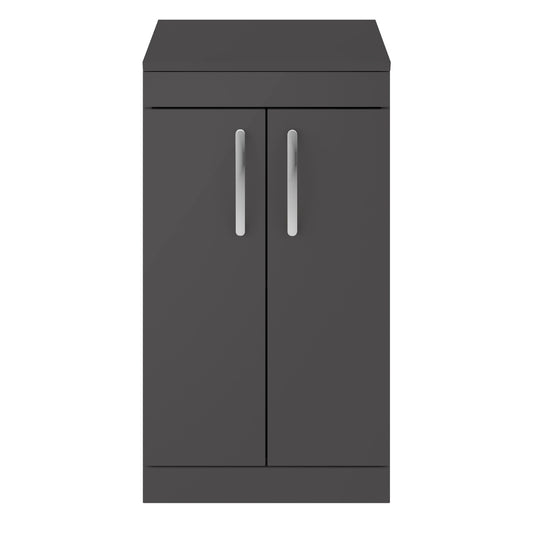 Fairford Carnation 500mm Gloss Grey Floor Standing 2 Door Vanity Unit, with Worktop