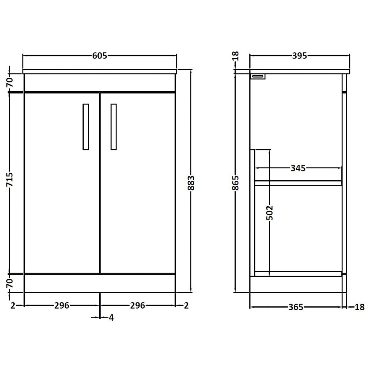 Fairford Carnation 600mm Gloss Grey Floor Standing 2 Door Vanity Unit, with Worktop