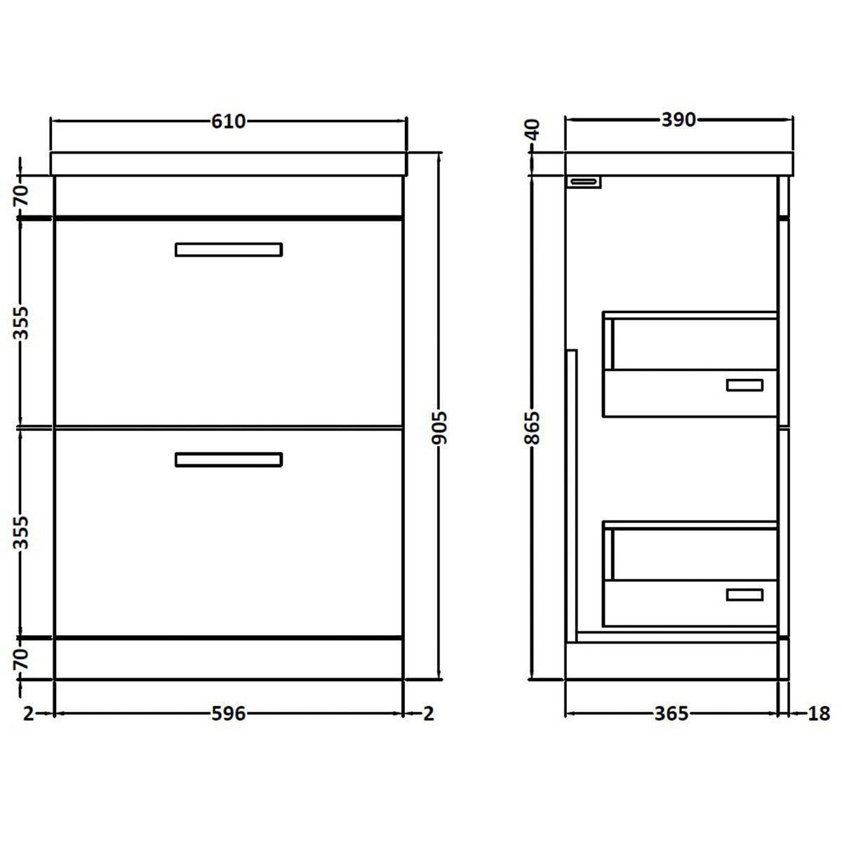 Fairford Carnation 600mm Gloss Grey Floor Standing 2 Drawer Vanity Unit, with Basin