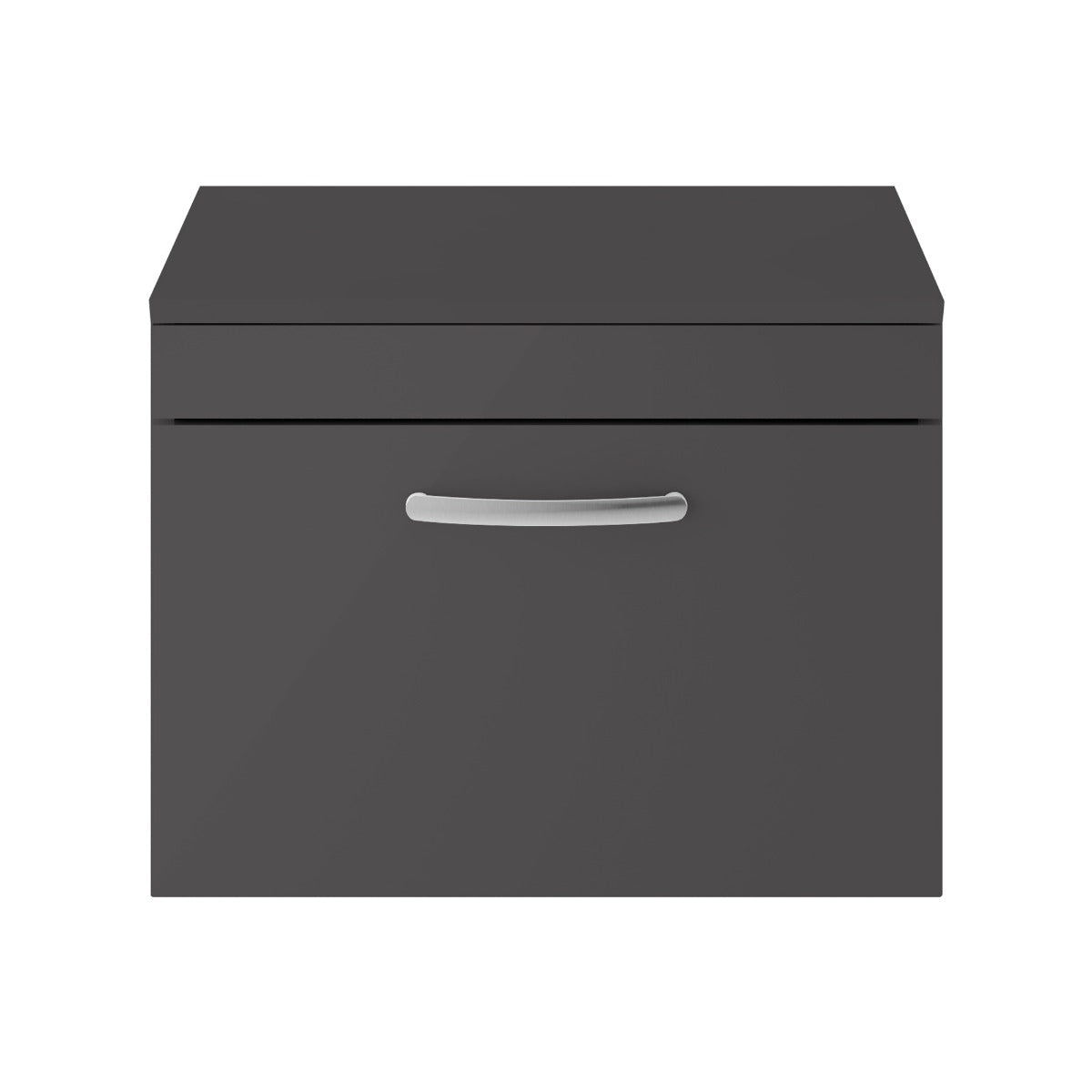 Fairford Carnation 600mm Gloss Grey Wall Hung 1 Drawer Vanity Unit, with Worktop