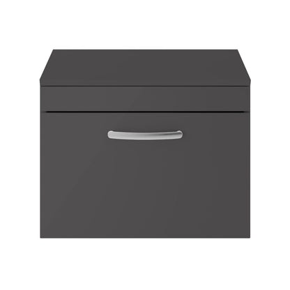 Fairford Carnation 600mm Gloss Grey Wall Hung 1 Drawer Vanity Unit, with Worktop