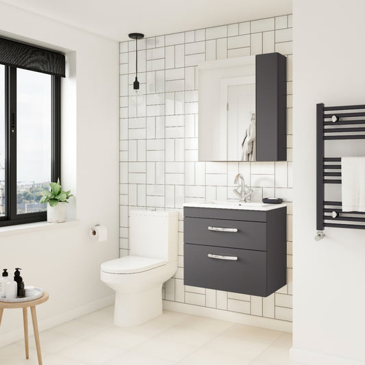 Fairford Carnation 600mm Gloss Grey Wall Hung 2 Drawer Vanity Unit