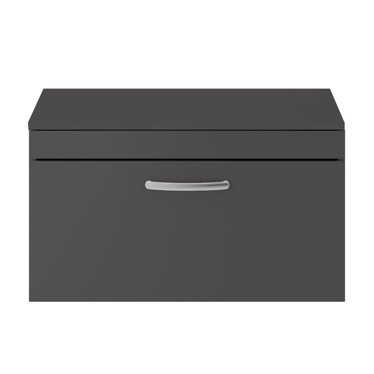 Fairford Carnation 800mm Gloss Grey Wall Hung 1 Drawer Vanity Unit, with Worktop