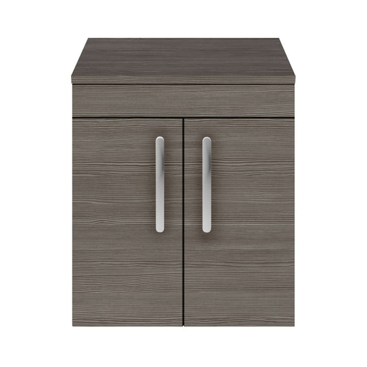 Fairford Carnation 500mm Grey Avola Wall Hung 2 Door Vanity Unit, with Worktop
