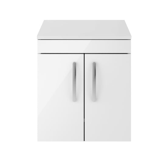 Fairford Carnation 500mm Gloss White Wall Hung 2 Door Vanity Unit, with Worktop