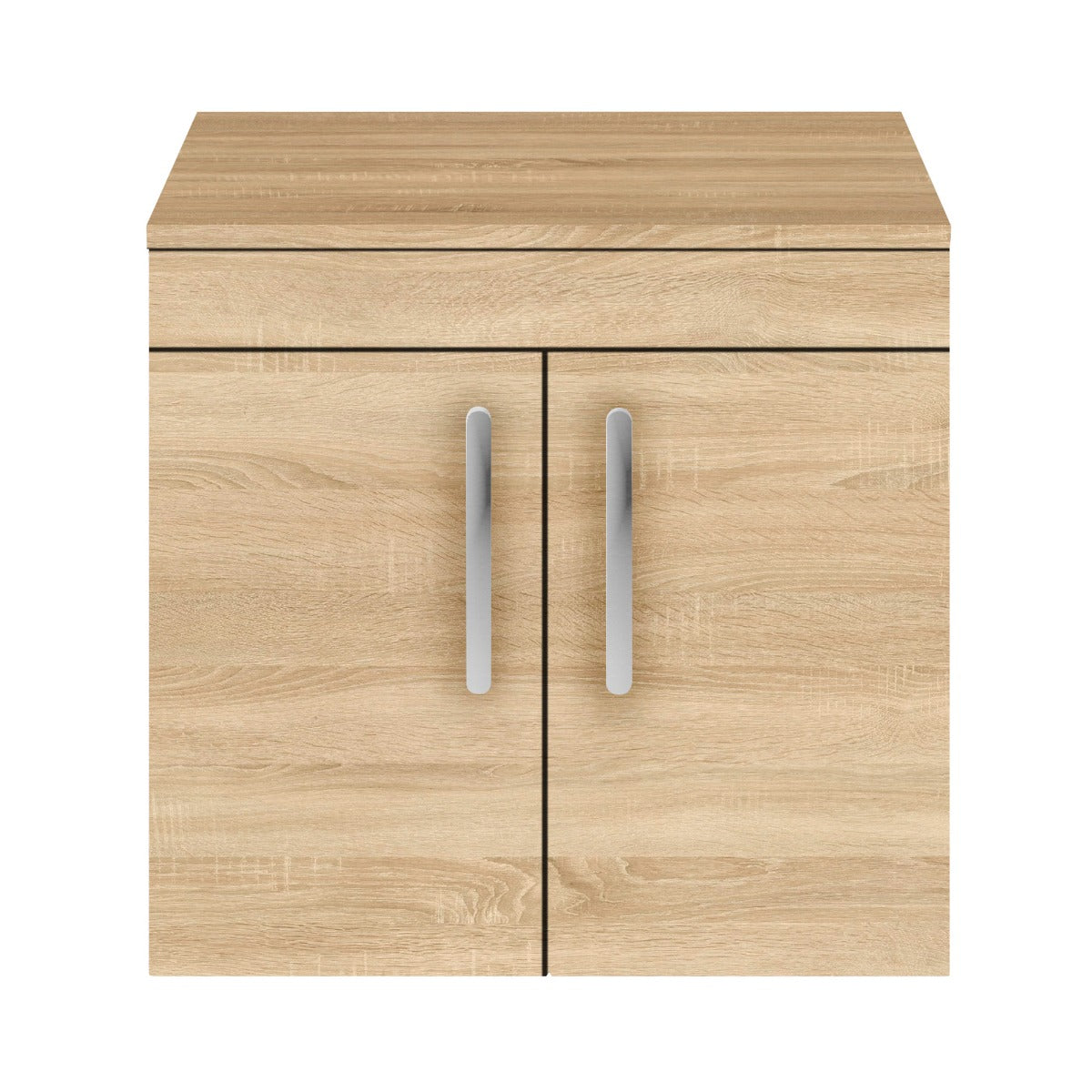 Fairford Carnation 600mm Natural Oak Wall Hung 2 Door Vanity Unit, with Worktop