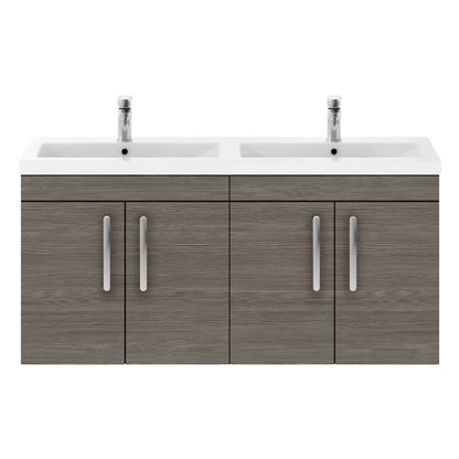 Fairford Carnation 1200mm Grey Avola Wall Hung 4 Door Double Vanity Unit
