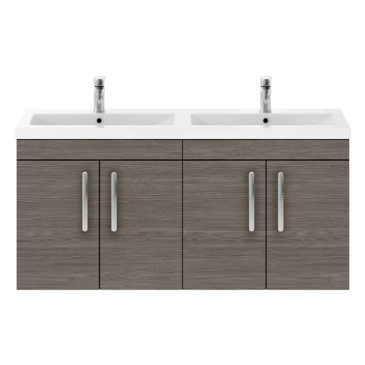 Fairford Carnation 1200mm Grey Avola Wall Hung 4 Door Double Vanity Unit