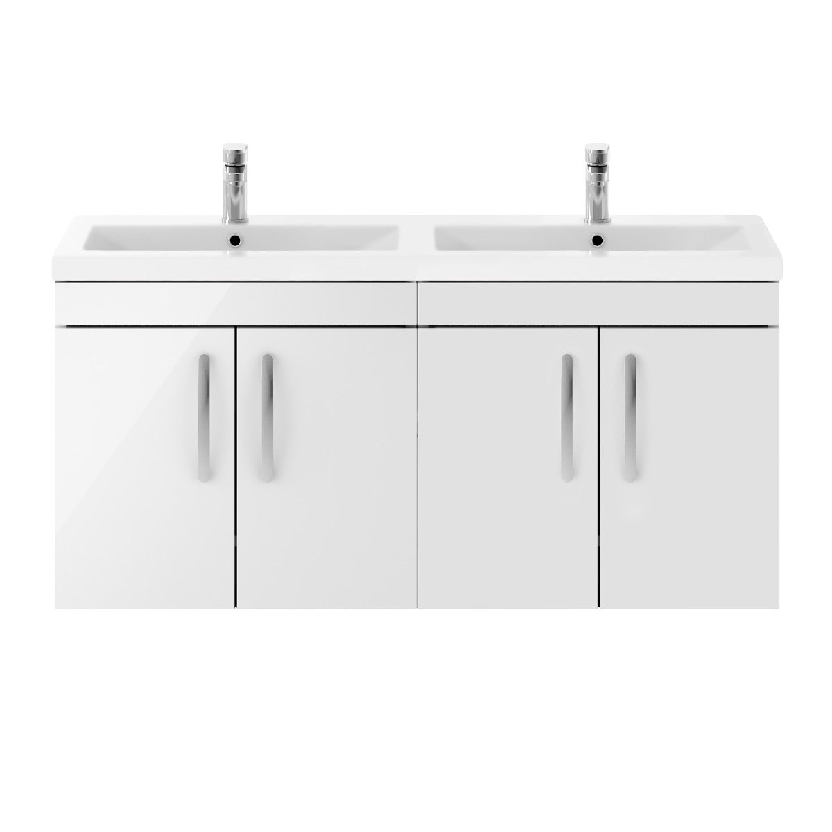 Fairford Carnation 1200mm Gloss White Wall Hung 4 Door Double Vanity Unit