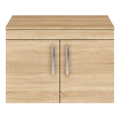 Fairford Carnation 800mm Natural Oak Wall Hung 2 Door Vanity Unit, with Worktop