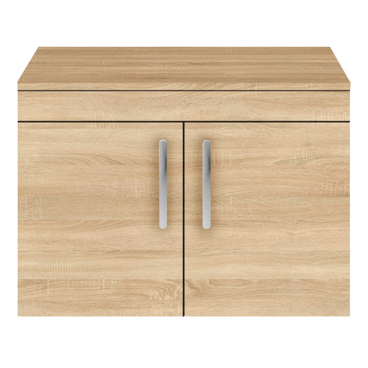 Fairford Carnation 800mm Natural Oak Wall Hung 2 Door Vanity Unit, with Worktop
