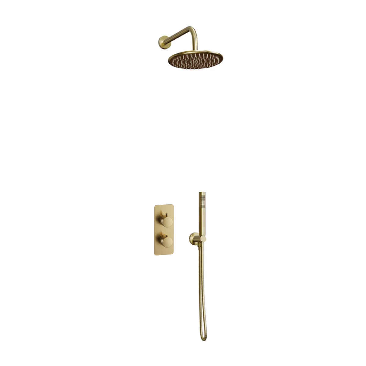 Fairford Element 7 Brushed Brass Concealed Shower Kit with Overhead, Handset and Bracket