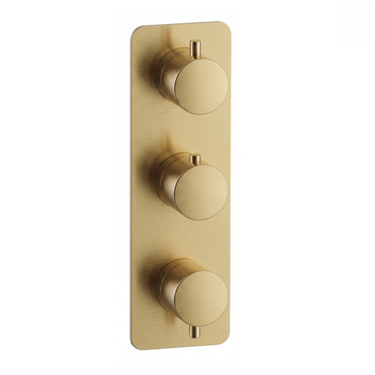 Fairford Element 7 Brushed Brass Triple Shower Valve, 3 Outlet
