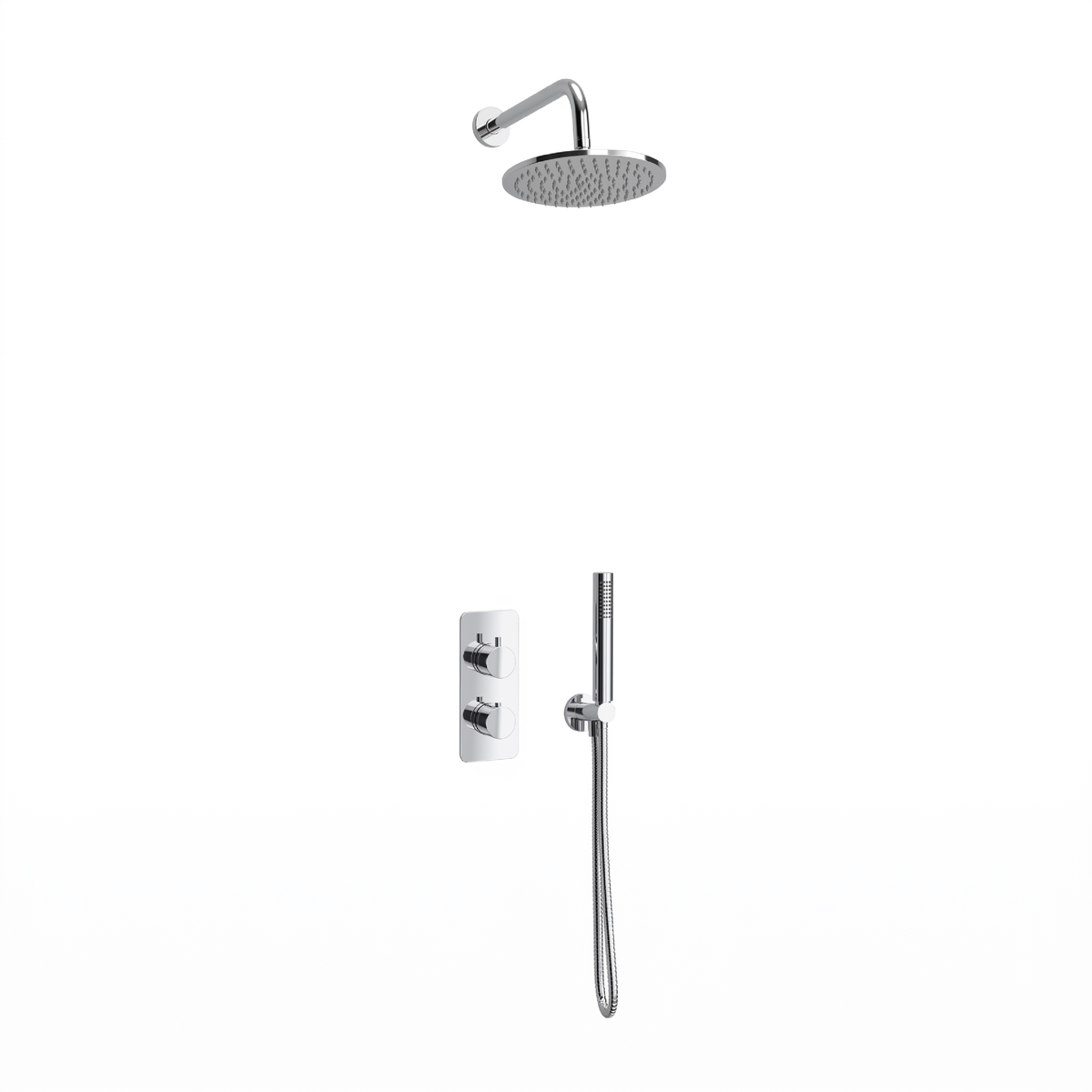 Fairford Element 7 Chrome Concealed Shower Kit with Overhead, Handset and Bracket