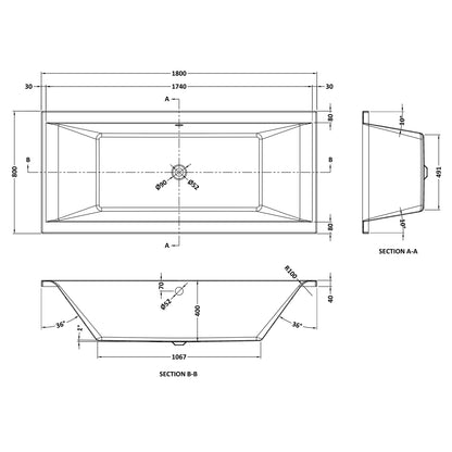 Fairford Onero Pro Reinforced 1800 x 800mm Double Ended Straight Bath