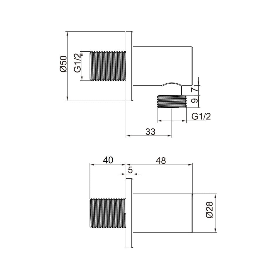Fairford Element Brushed Brass Round Outlet Elbow
