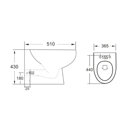Fairford Palio Rimless Back To Wall Toilet with Slim Soft Close Seat