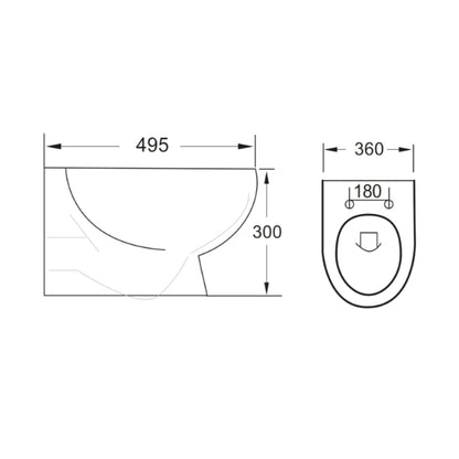 Fairford Palio Rimless Wall Hung Toilet With Wrap Over Soft Close Seat