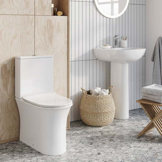 Fairford Palio Rimless Wall Hung Toilet With Wrap Over Soft Close Seat