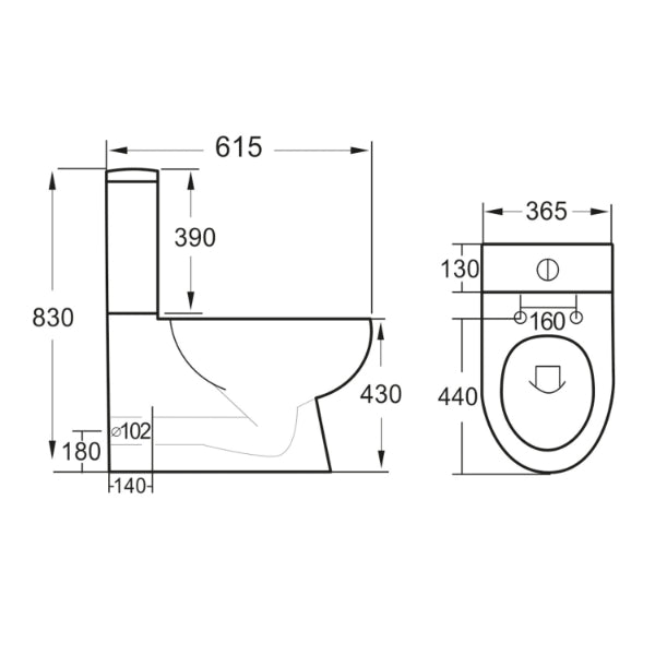 Fairford Palio Rimless Close Coupled Toilet with Wrapover Soft Close Seat