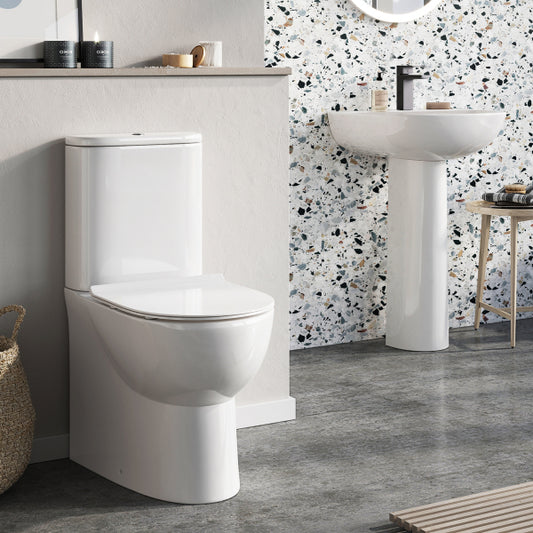 Fairford Palio Rimless Close Coupled Toilet with Wrapover Soft Close Seat