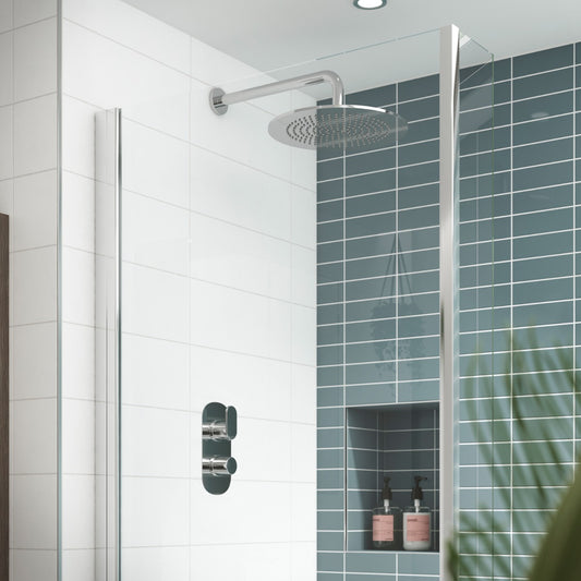 Fairford Element 10 Pure Chrome Round Concealed Twin Shower Valve with Diverter, 2 Outlet