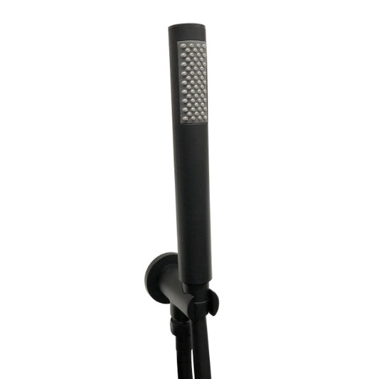 Fairford Round Shower Outlet With Hose And Head - Black