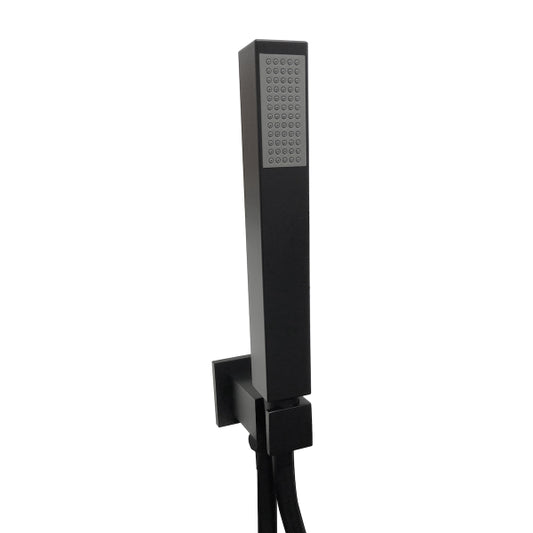 Fairford Square Shower Outlet With Hose And Head - Black
