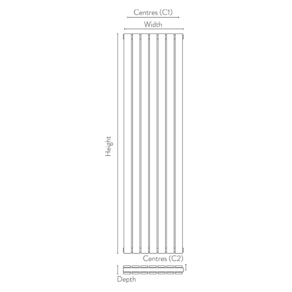 Fairford Bravo Anthracite Double Designer Radiator 1800mm X 408mm