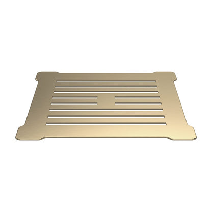 Square Shower Waste with Brushed Brass Top for Slate Trays - White Waste Body