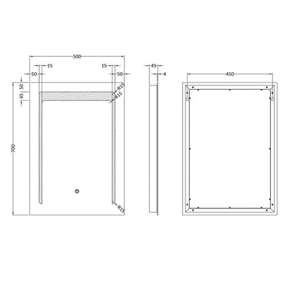 Fairford Cari 500 x 700mm LED Touch Sensor Mirror