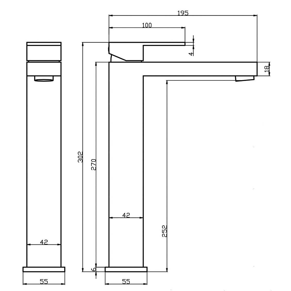 Fairford Carta High Rise Basin Mixer