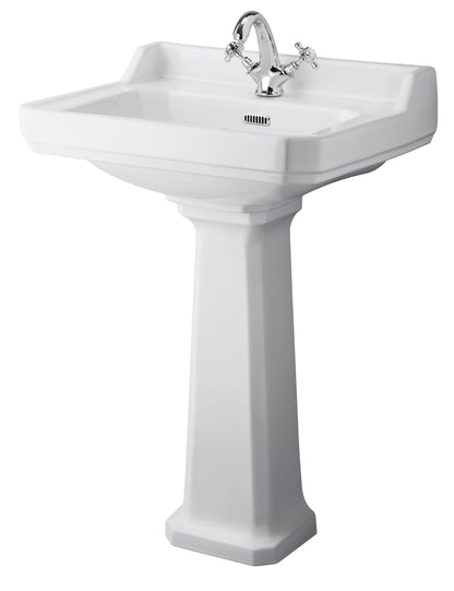 Fairford Hexam 600mm 1TH Basin and Full Pedestal
