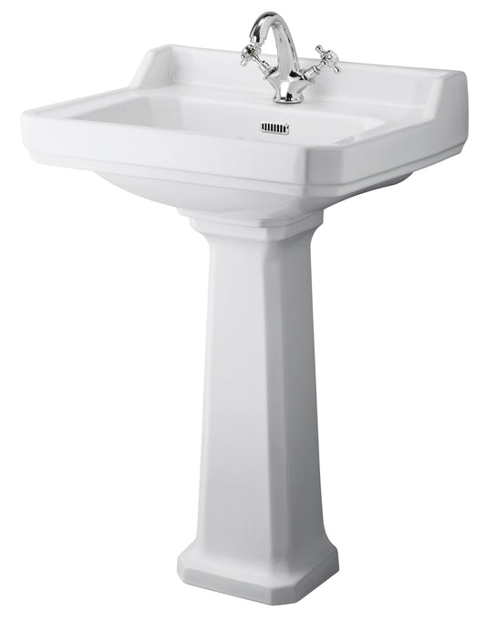 Fairford Hexam 600mm 1TH Basin and Full Pedestal