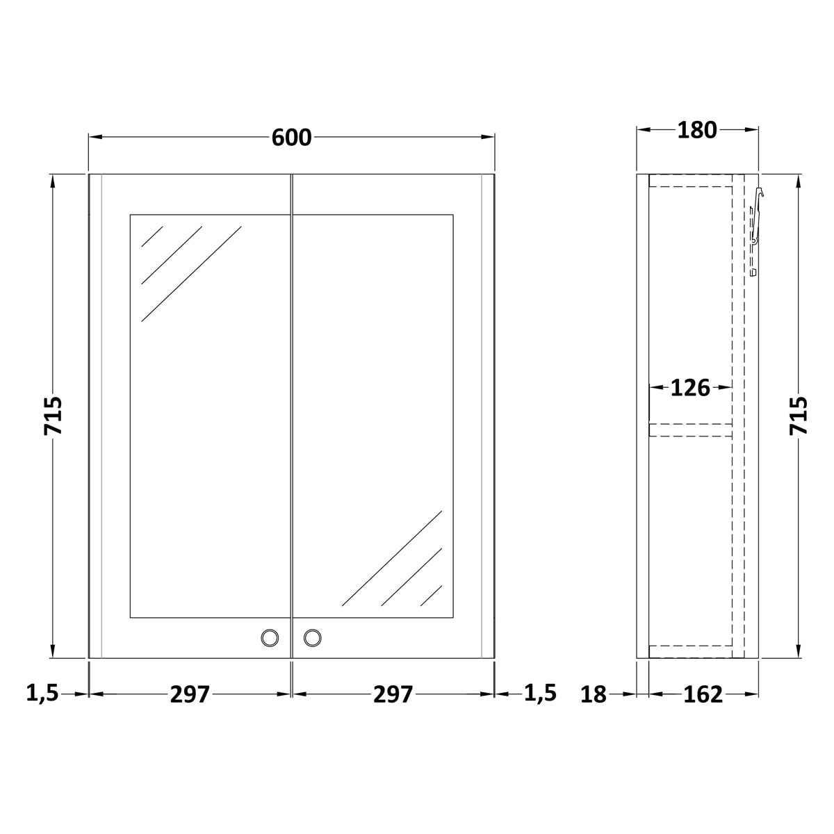 Fairford Laurel 2.0 600mm Satin White Mirror Cabinet